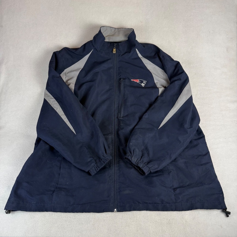 NFL Team Apparel New England Patriots‎ Windbreaker Navy Blue Grey Mens 3XL